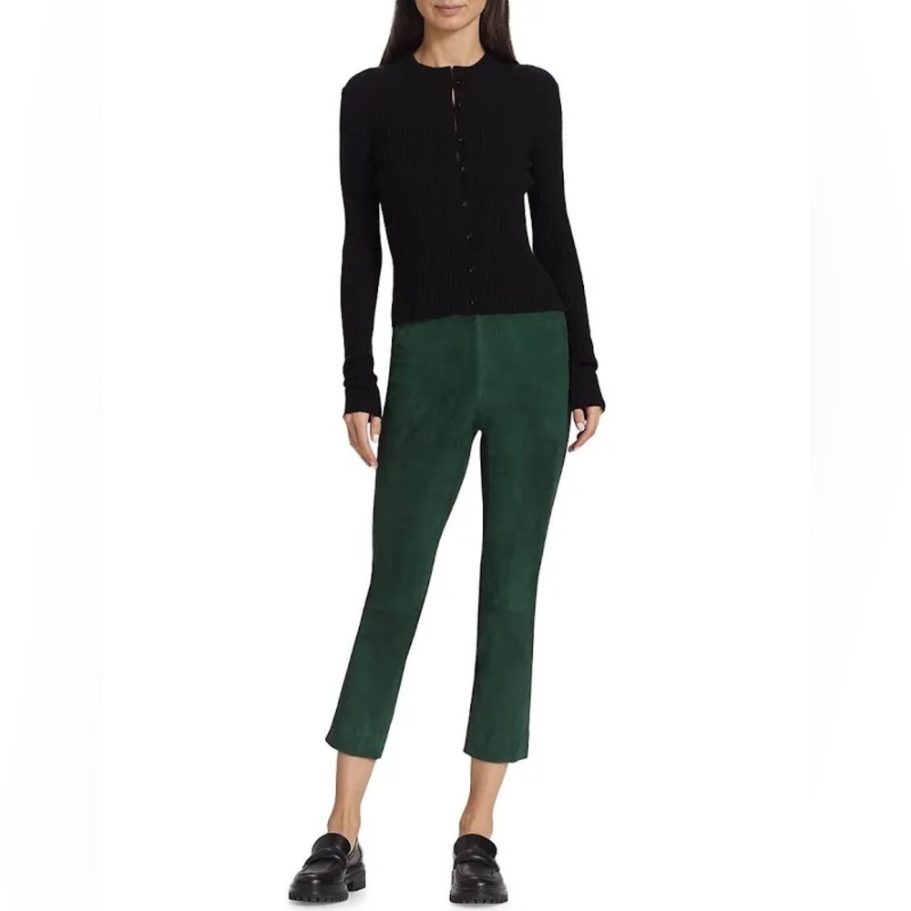 VINCE Stretch Suede Split-Hem Crop Pant